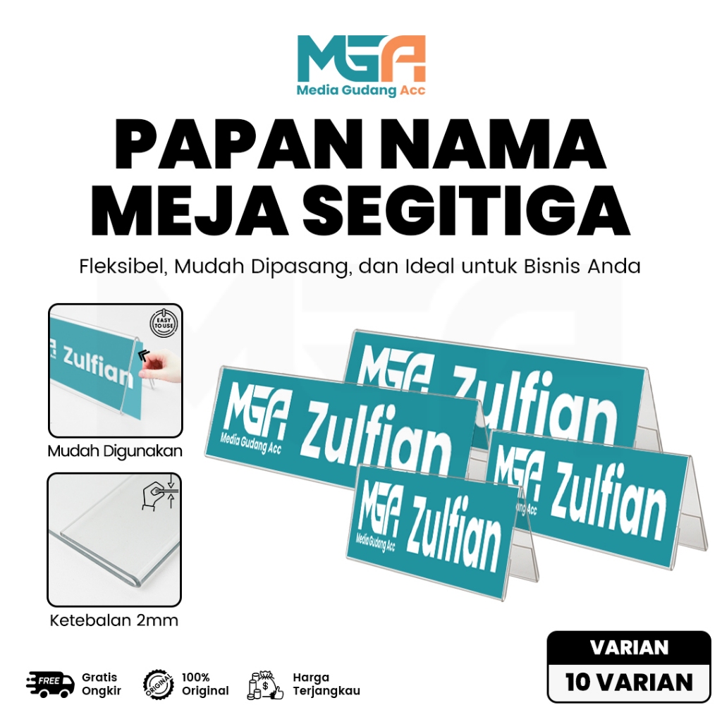 

Papan Nama Meja / Akrilik Nama / Nama Jabatan desain elegan - Tipe Segitiga