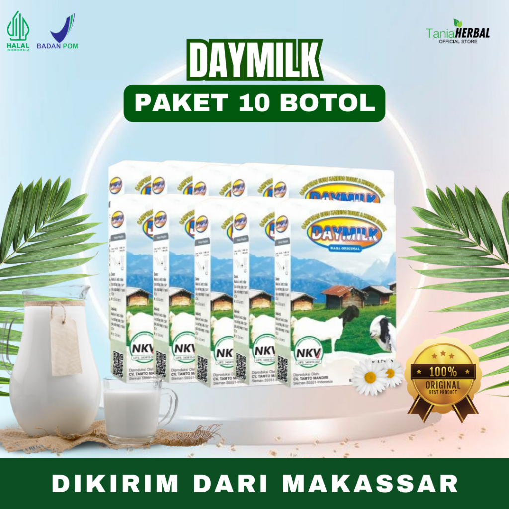 

[PAKET 10 BOX] DAYMILK ORIGINAL - Susu Kambing Etawa Tidak Bau Prengus Tingkatkan Kecerdasan Anak Membantu Menjaga Daya Tahan Tubuh dan Bantu Jaga Kesehatan Sendi dan Tulang Dikirim Dari Makassar
