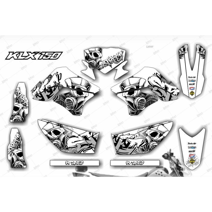 Decal Klx 150 S stiker motor custom design Putih