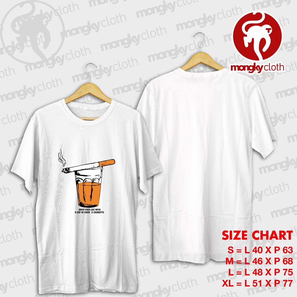 Kaos Distro Wanita Pria Unisex Kopi, Rokok  Baju Kaos Sablon Tshirt Keren