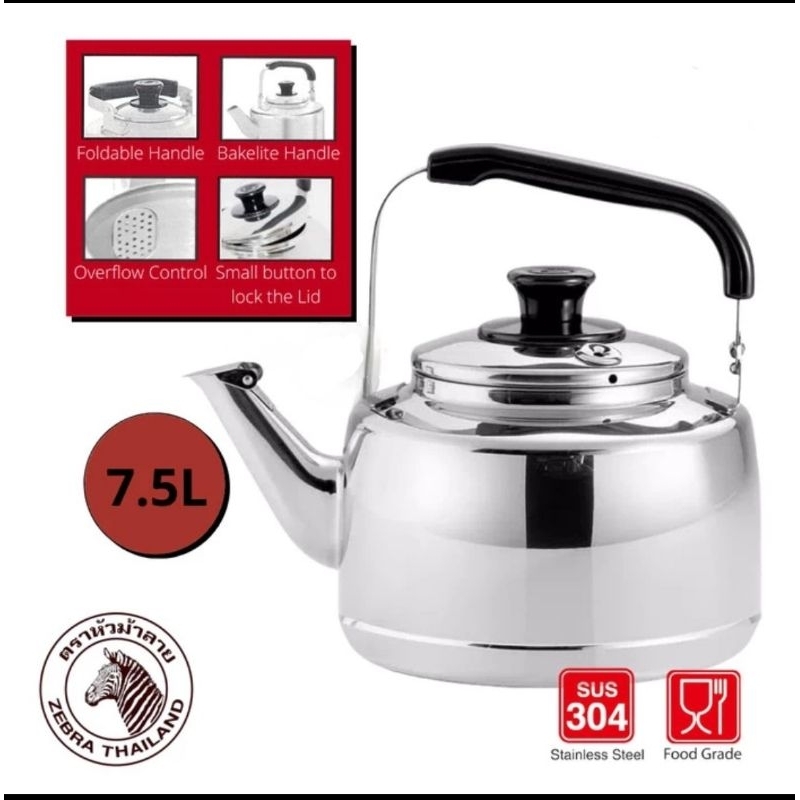 Teko Bunyi ZEBRA 7.5 Liter 113550 - Whistle Kettle Stainless