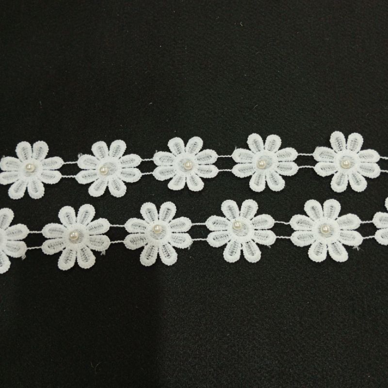 Renda bunga meteran | renda bunga putih | FCHR17