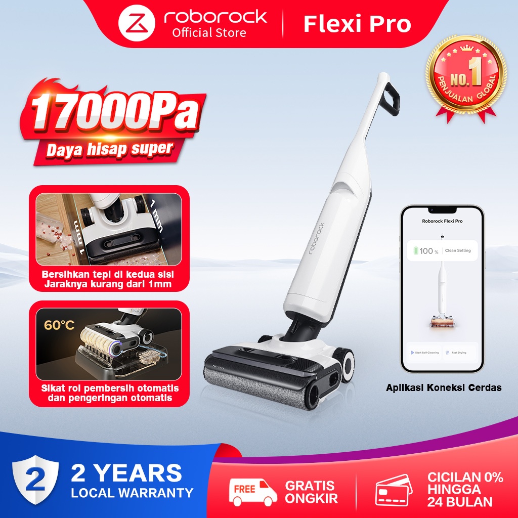 Roborock Flexi Pro - Pembersih Vakum Basah dan Kering dengan Teknologi Adaptif