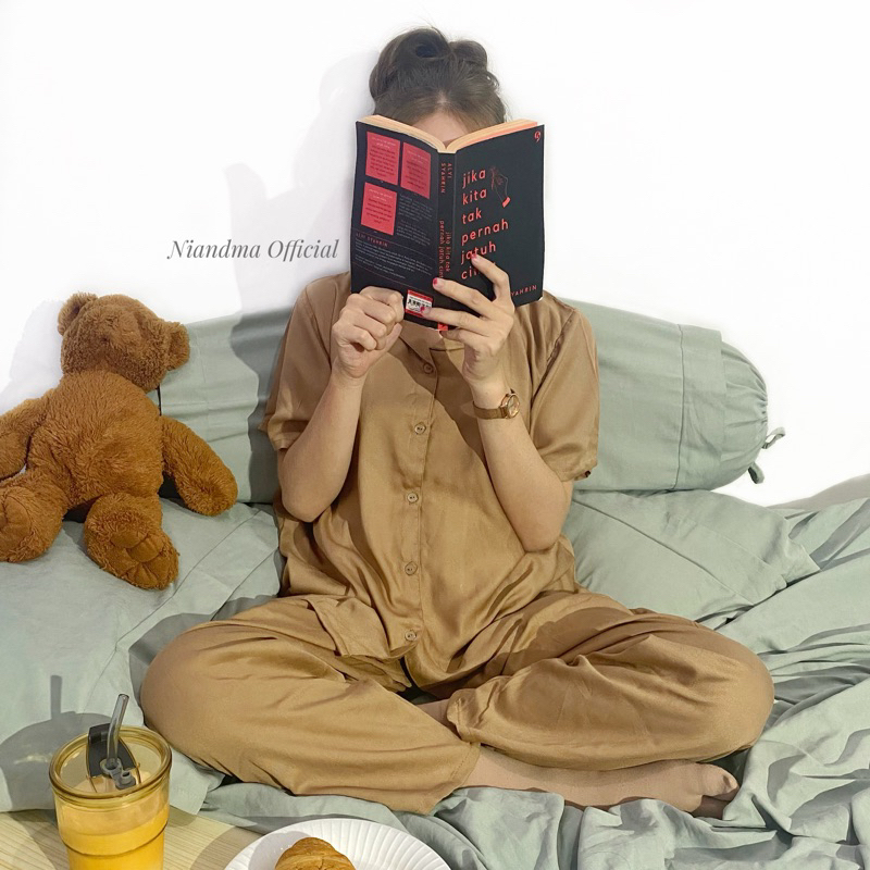 Niandma One Set Pajama Polos - Rayon Celana Panjang - Baju Tidur Premium Polos