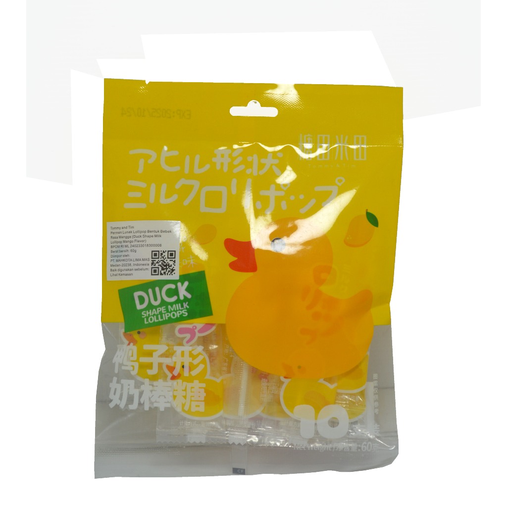 

TOMMY AND TIM DUCK SHAPE MILK LOLLIPOP MANGO 60 G