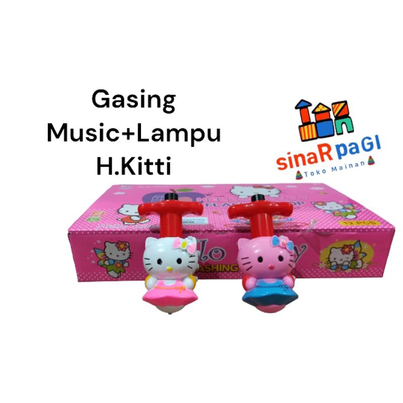 Mainan gasing musik + lampu kitti