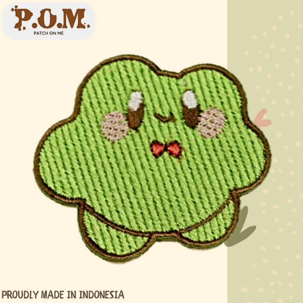 IRON PATCH BORDIR - Keroppi Sanrio - Emblem Badge - 5.3 x 4.6 cm | Iron Patch Bordir Lucu | Emblem T