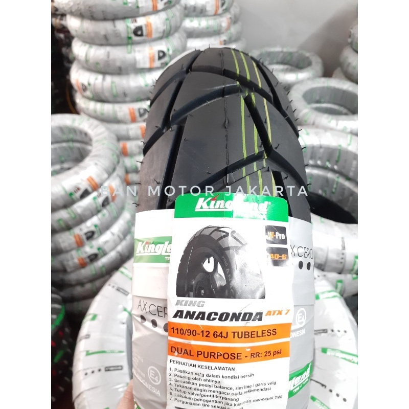 Ban Belakang Scoopy Donat Tubeless 110/90-12 Kingland Anaconda ATX Ban Ring 12 Dual Purpose Semi Tra