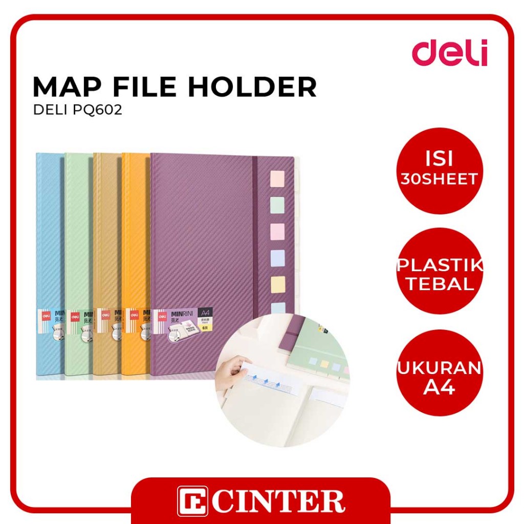 

DELI - DISPLAY BOOK / MAP FILE / CLEAR FILE HOLDER PQ602 MINRINI A4 WITH TALI WARNA CAMPUR