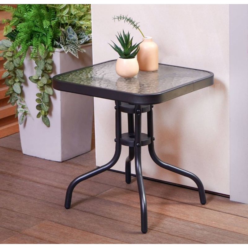 Meja Besi Teras Kaca Tempered Soleil