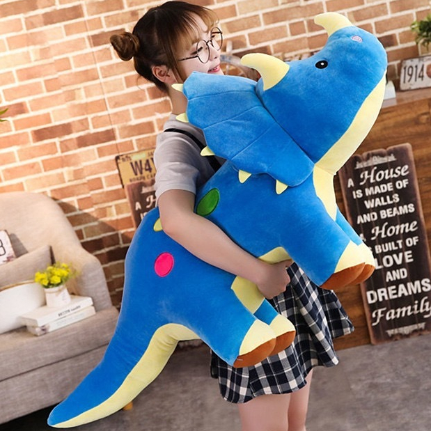 BONEKA ANIMAL BADAK DINOSAURUS TRICERATOPS UKURAN JUMBO BESAR 70cm