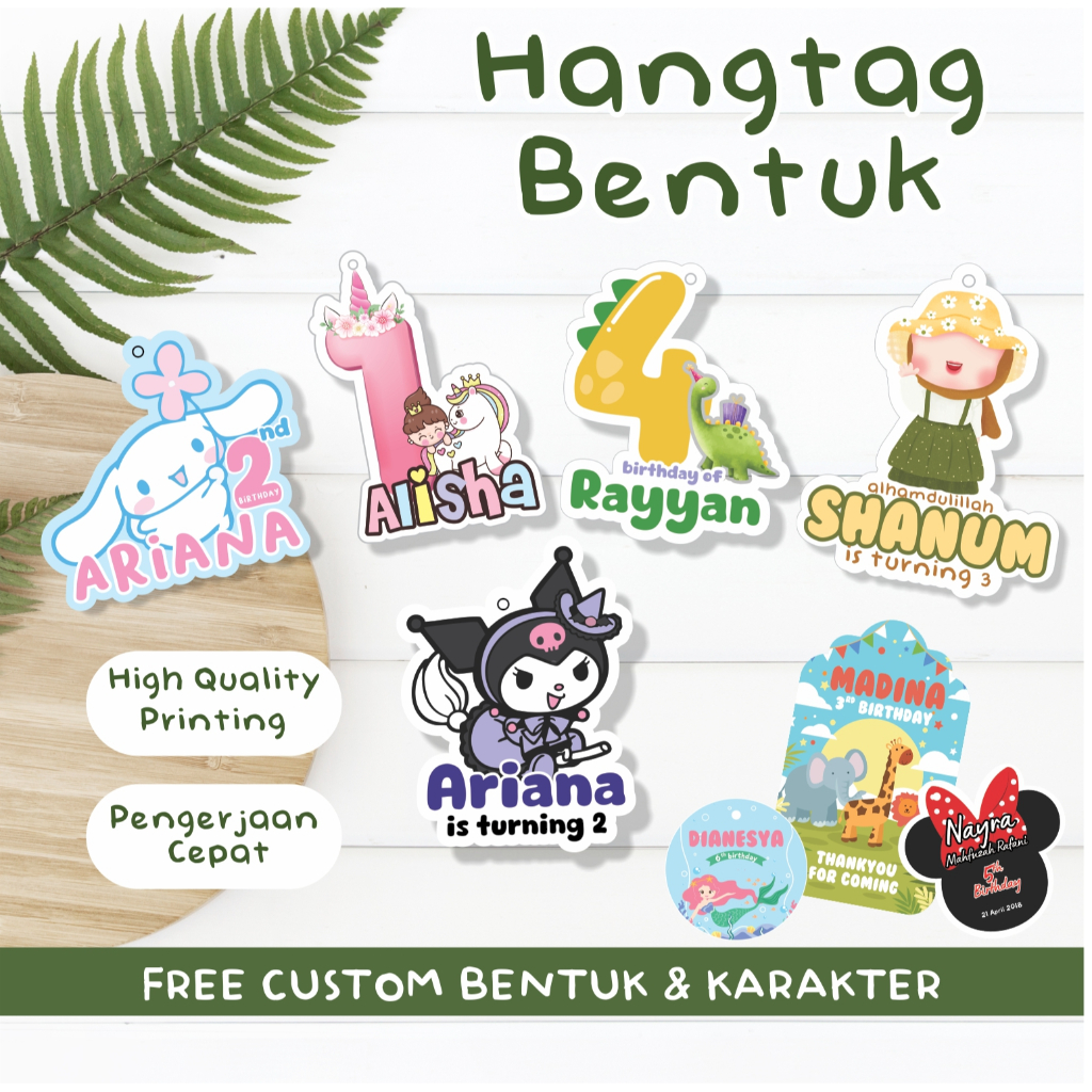 

HANGTAG POLA ULTAH / AQIQAH / OLSHOP / BANDROL / HAMPERS / LABEL BAJU / HANGTAG BAJU / CUSTOM