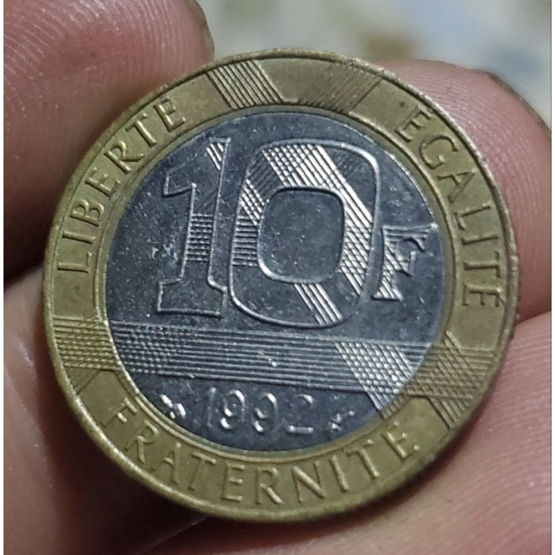 1 biji koin bimetal 10 french 1992 untuk koleksi