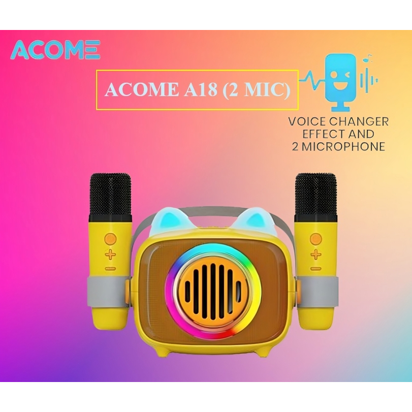 Speaker Mini Wireless ACOME A-18 (2 Mic) / Speaker Karaoke Speaker Bluetooth 5.3 Acome A18 Dual Mic