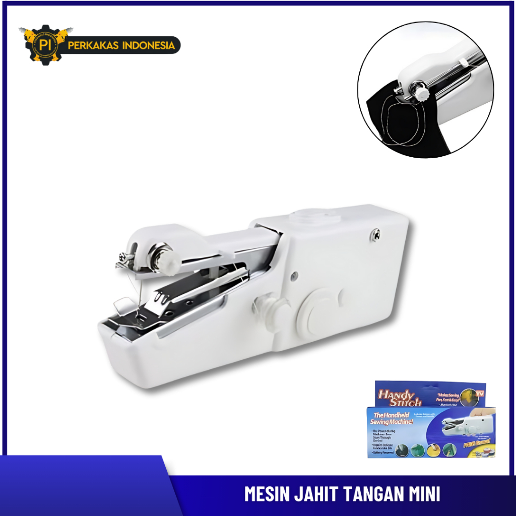 Mesin Jahit Tangan Mini Baterai Portable Cordless Hand Sewing Handy Stitch Battry Penjahit Batrai Ja