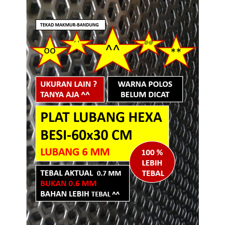 Plat 60x30 - Hexagonal Lubang 6 mm - Plat Besi Ram Speaker - Ram Grill Plat Lubang