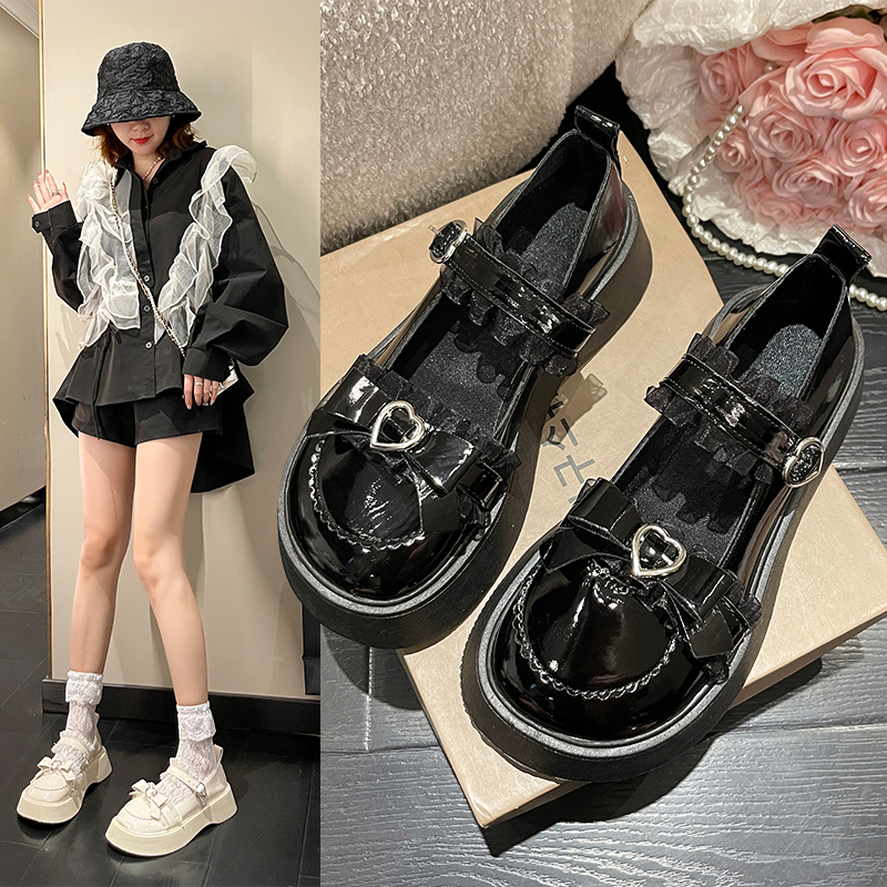 Sepatu Mary Jane Hitam Flatshoes Heels Hak Platform Wanita Oxford Kulit Import Premium Murah Korea T