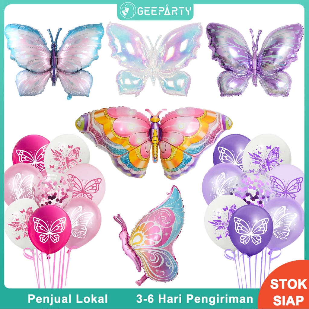 3D Balon Foil Kupu-kupu Besar Lucu Balon Warna Merah Muda Macaron Untuk Perlengkapan Dekorasi Pesta 