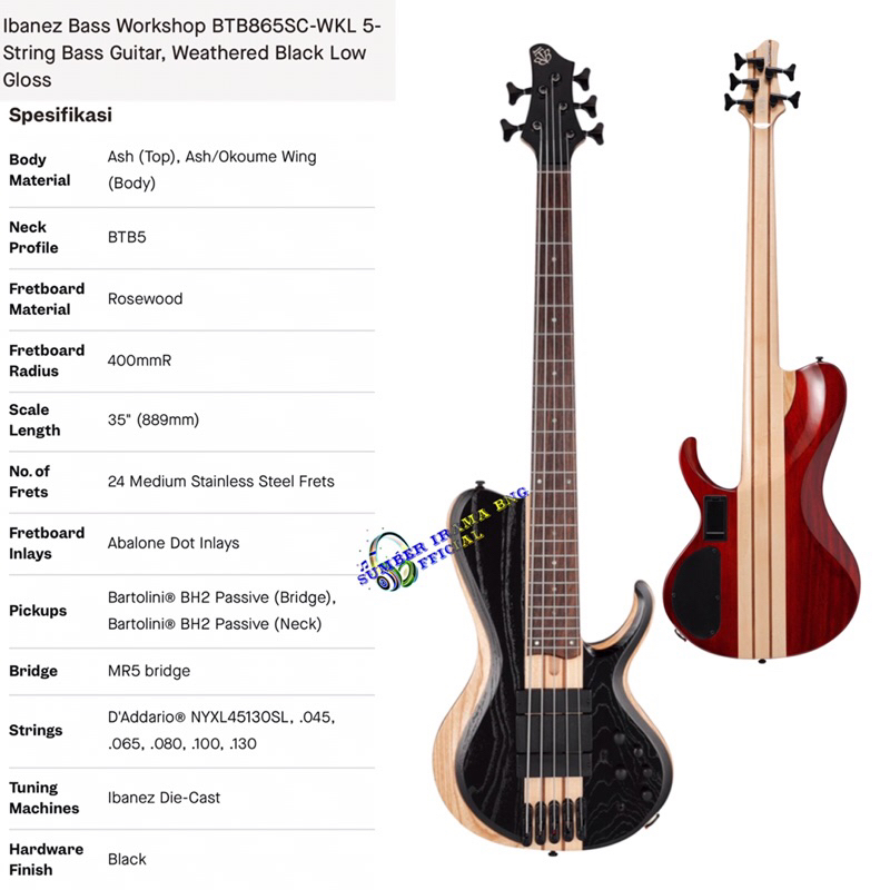 IBANEZ BTB865SC BASS WORKSHOP - ELECTRIC BASS 5 STRING inc ZERO FRET - BARTOLINI