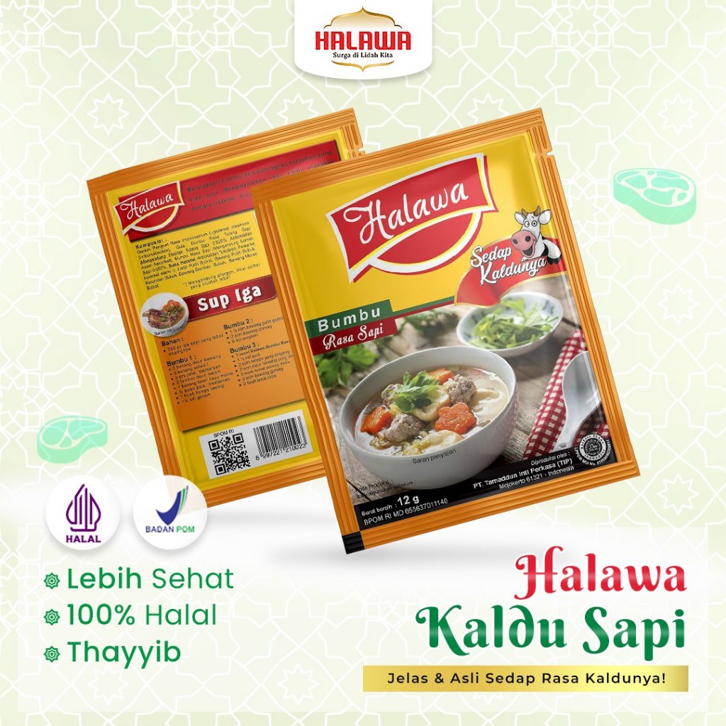 

12 pcs Halawa Bumbu kaldu rasa sapi Non MSG Sintetis | Penyedap rasa Sapi | aman untuk alergi