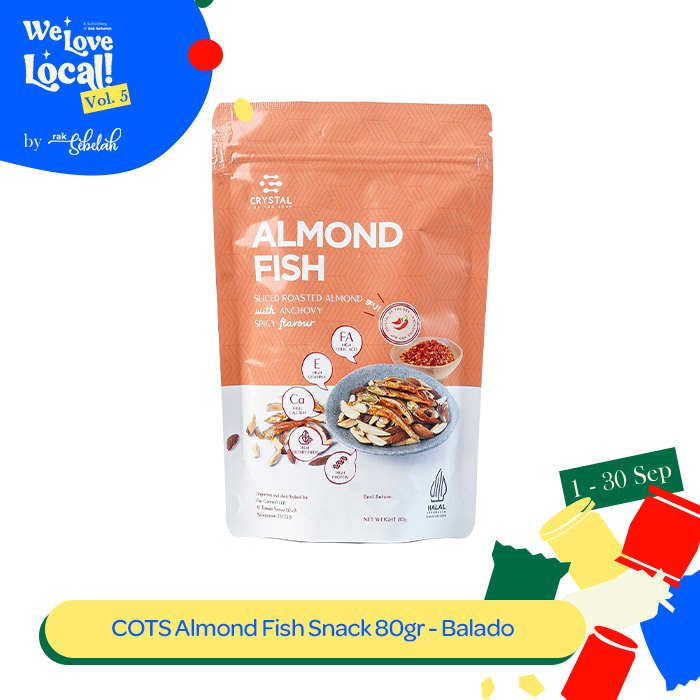 

Crystal of the Sea Almond Fish Snack Balado 80g Ikan Teri Jengki