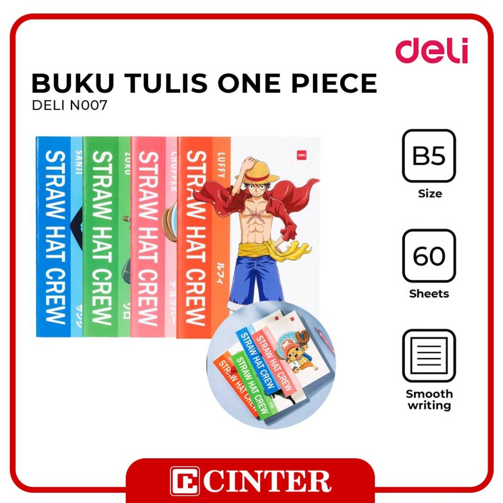 

DELI - NOTE BOOK / BUKU CATATAN ONE PIECE B5 N007 60 LEMBAR 250 x 179MM