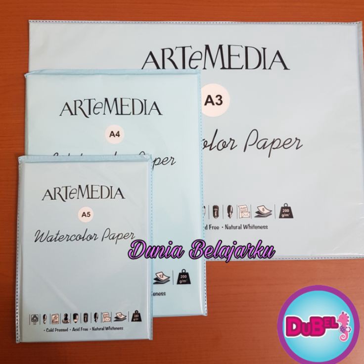 

Seller Pack isi 12 Lbr 5 Lbr Watercolour Paper Artemedia Kertas Lukis Cat Air Ukuran A5 A4 A3 2GSM Y85