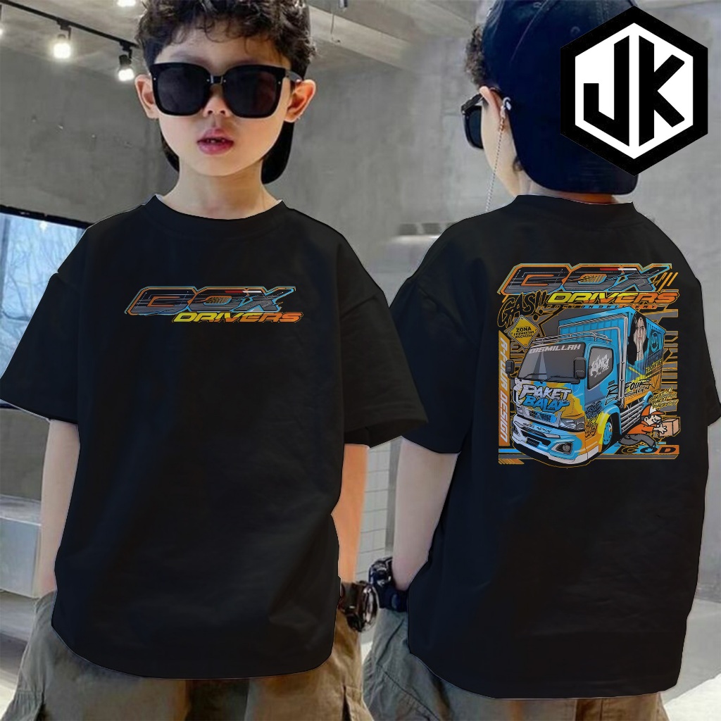 JuraganKaos Anak Motif Truk Box Driver 2- Kaos Anak Usia 1 Tahun Sampai 12 Tahun - Kaos Trukmania In