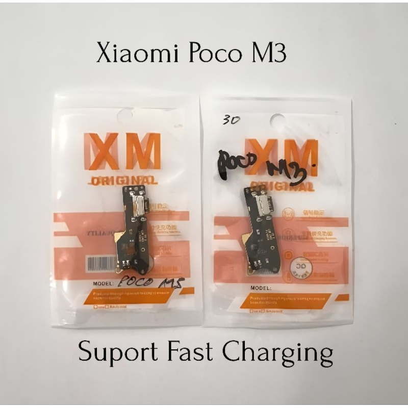 Konektor Cas Xiaomi Poco M3 Full Komponen IC Suport Fast Charging Board Charger Papan Cas PCB Poco M