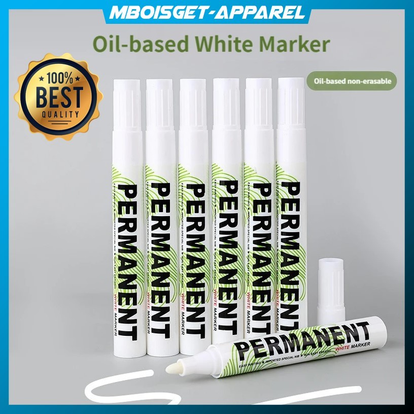 MBOISGET - WHITE MARKER Spidol Ban Permanen Oil Based Marker Waterproof 2mm 1mm BUKAN TOYO PAINT TYR