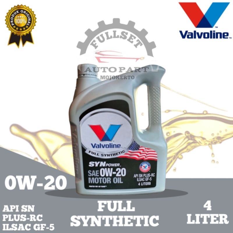 VALVOLINE SYNPOWER 0W-20 FULL SYNTHETIC (4liter)