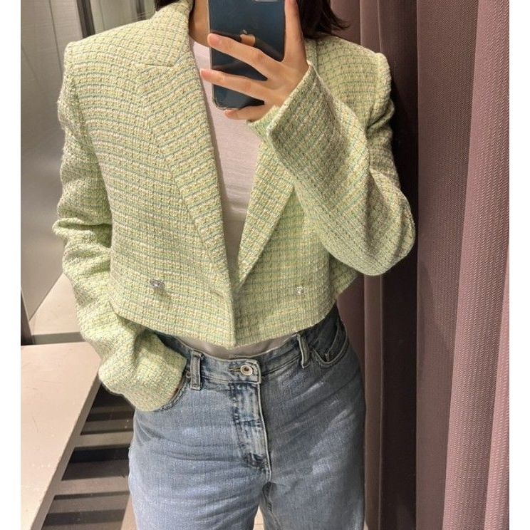 Pearl Tweed Crop Blazer - Crop Blazer - Crop Blazer Korea