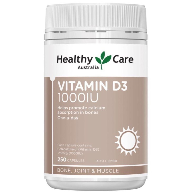 Healthy Care Vitamin Vit D 3 D3 1000 IU 1000IU Health 250 capsules tablets