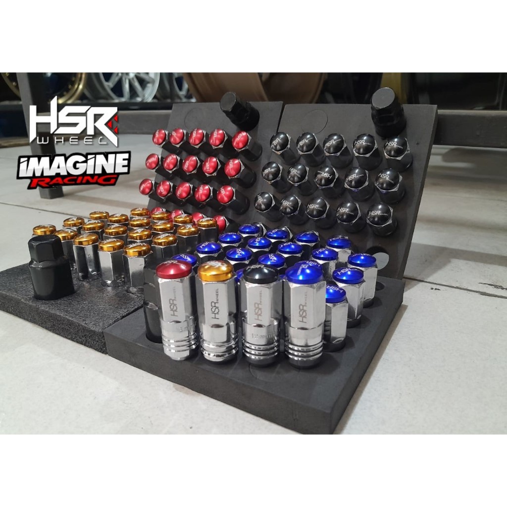 BAUT RODA MOBIL MUR RACING MODEL PANJANG DAN BERWARNA TYPE HSR-01 UKURAN 12X1,5 DAN 12X1,25