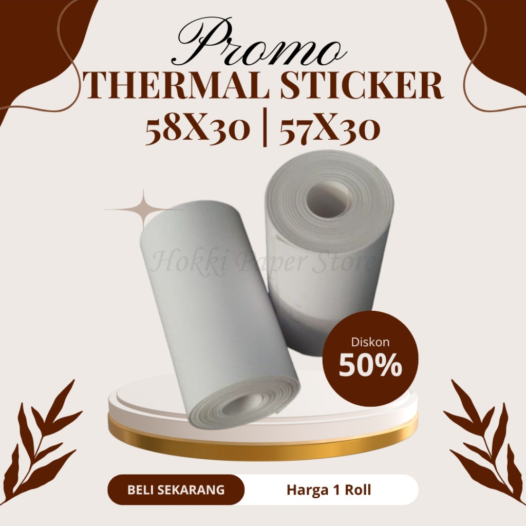 

STIKER LABEL 57X30 58X30 & KERTAS THERMAL MINI PRINTER BLUETOOTH 58MM X 5 METER