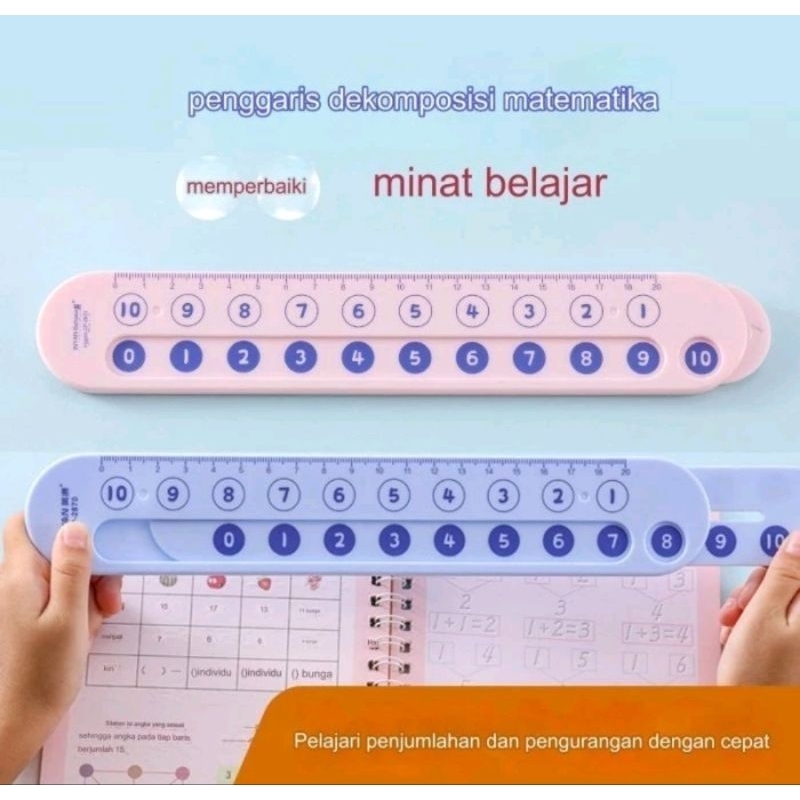 

Penggaris alat bantu hitung matematika 1-20, penggaris dan alat berhitung 2in1