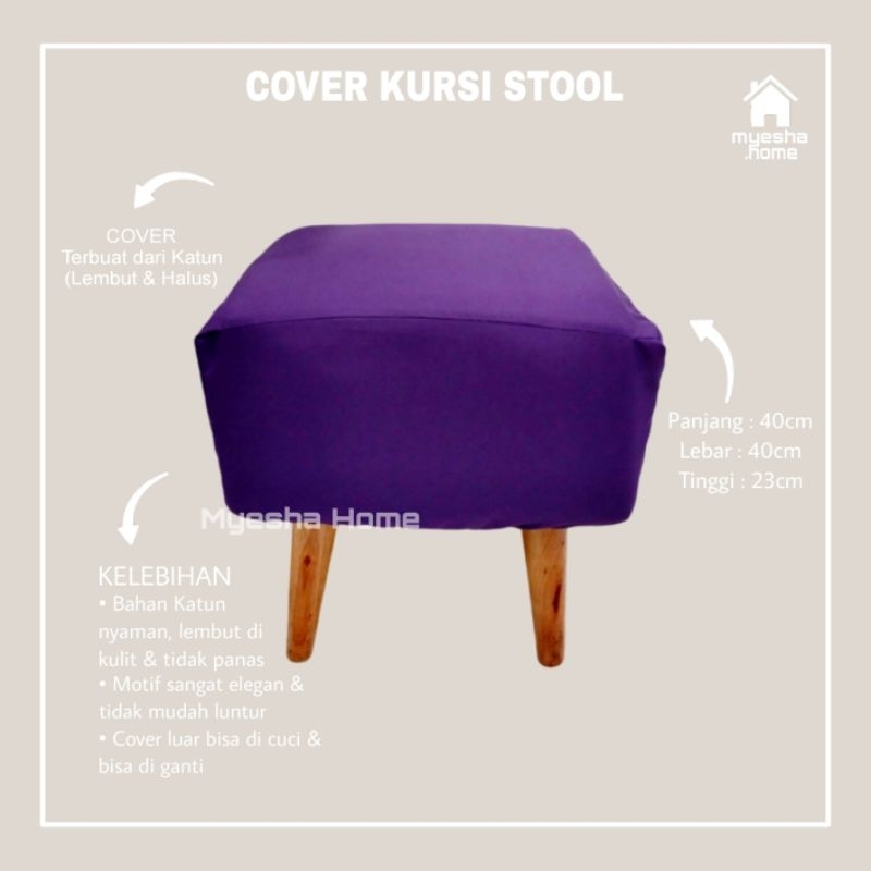 Cover Kursi Stool Kotak / Sarung Kursi Stool Kotak warna Ungu