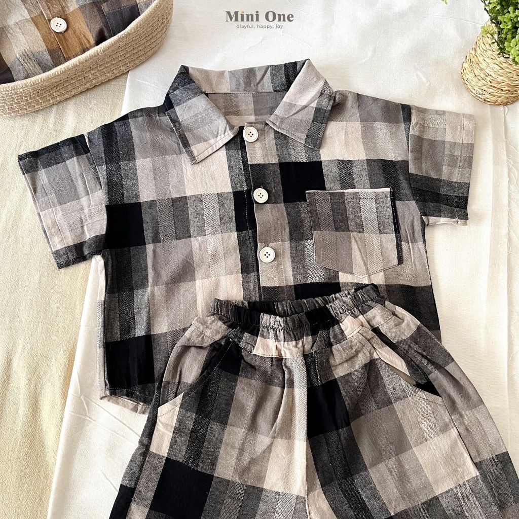 MINIONE - Domino Set - Setelan Kemeja Import || Usia 2 - 7 tahun || Anak Laki Laki Usia 3 tahun keat