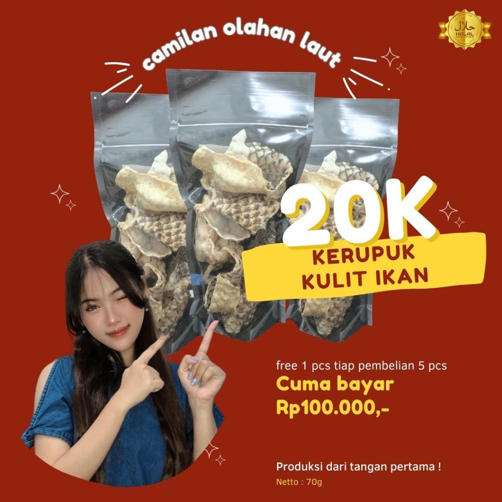 

Camilan Olahan Laut - Kerupuk Kulit Ikan Kakap