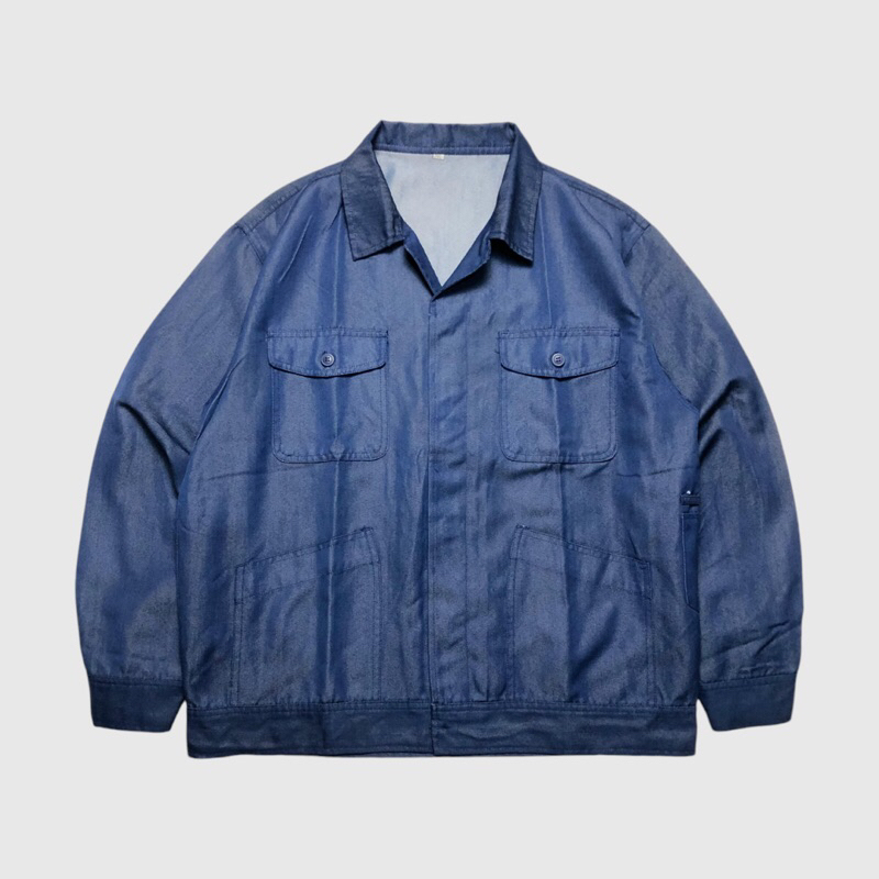 Unbranded Cotton Denim Jeans Chore Trucker Work Jacket Blue