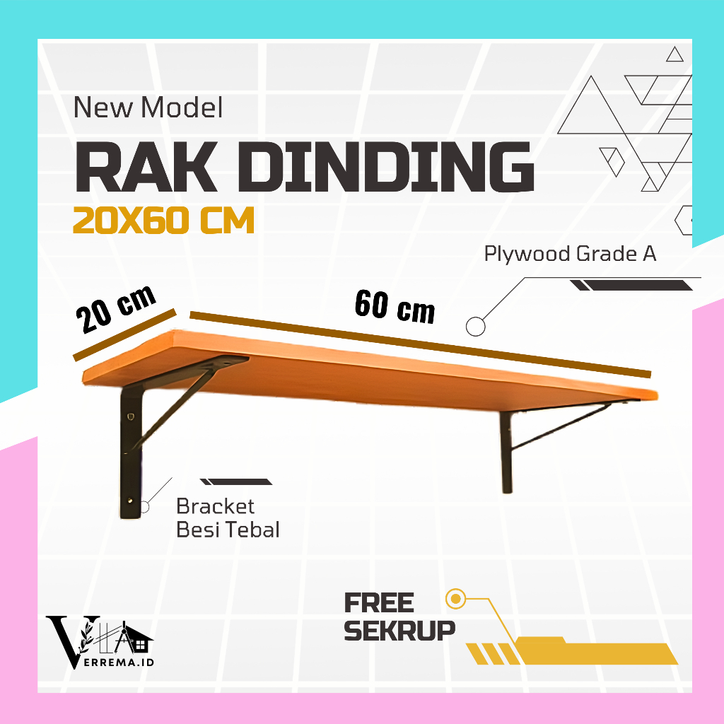 Rak dinding tempel / Rak dinding / Rak dinding aesthetic / Rak dinding ukuran 20 x 60 cm