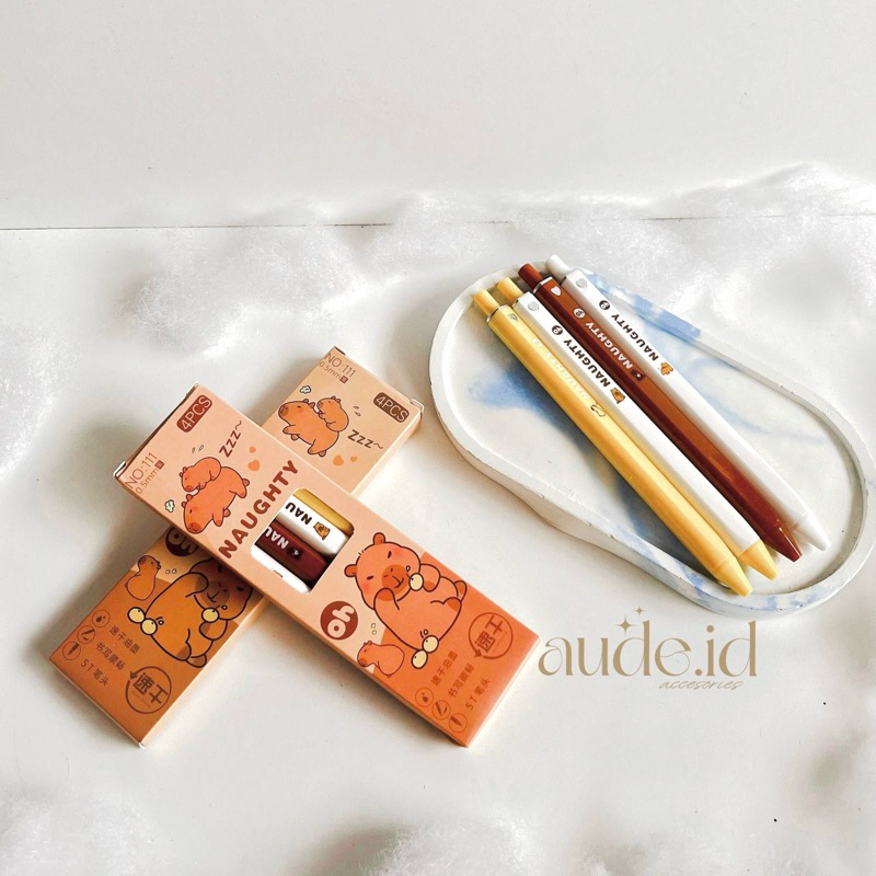 

AUDE - Pulpen Capybara 1 Set 4 Pcs | Pulpen Karakter | Pulpen Capybara | Pulpen Sekolah | Pulpen Mekanik