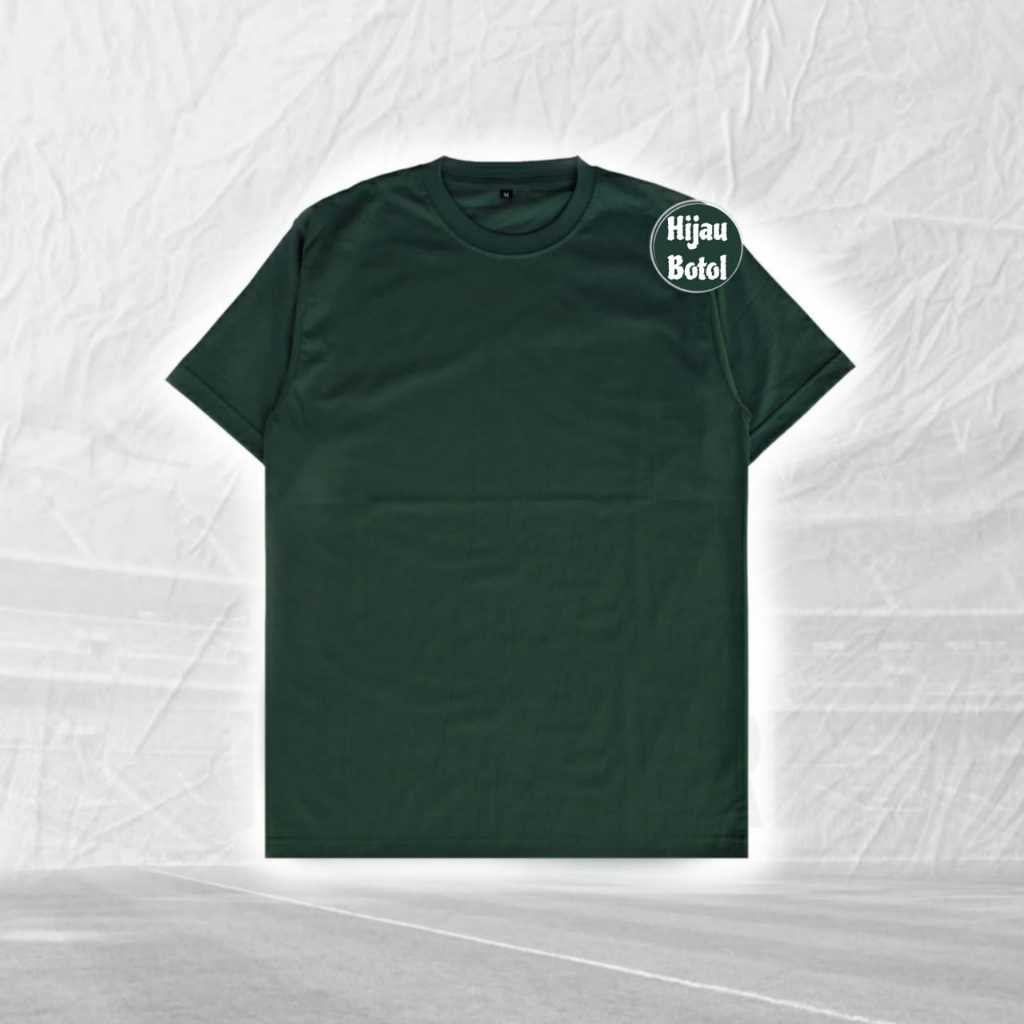 Kaos polos hijau botol lengan pendek atasan baju katun pria wanita