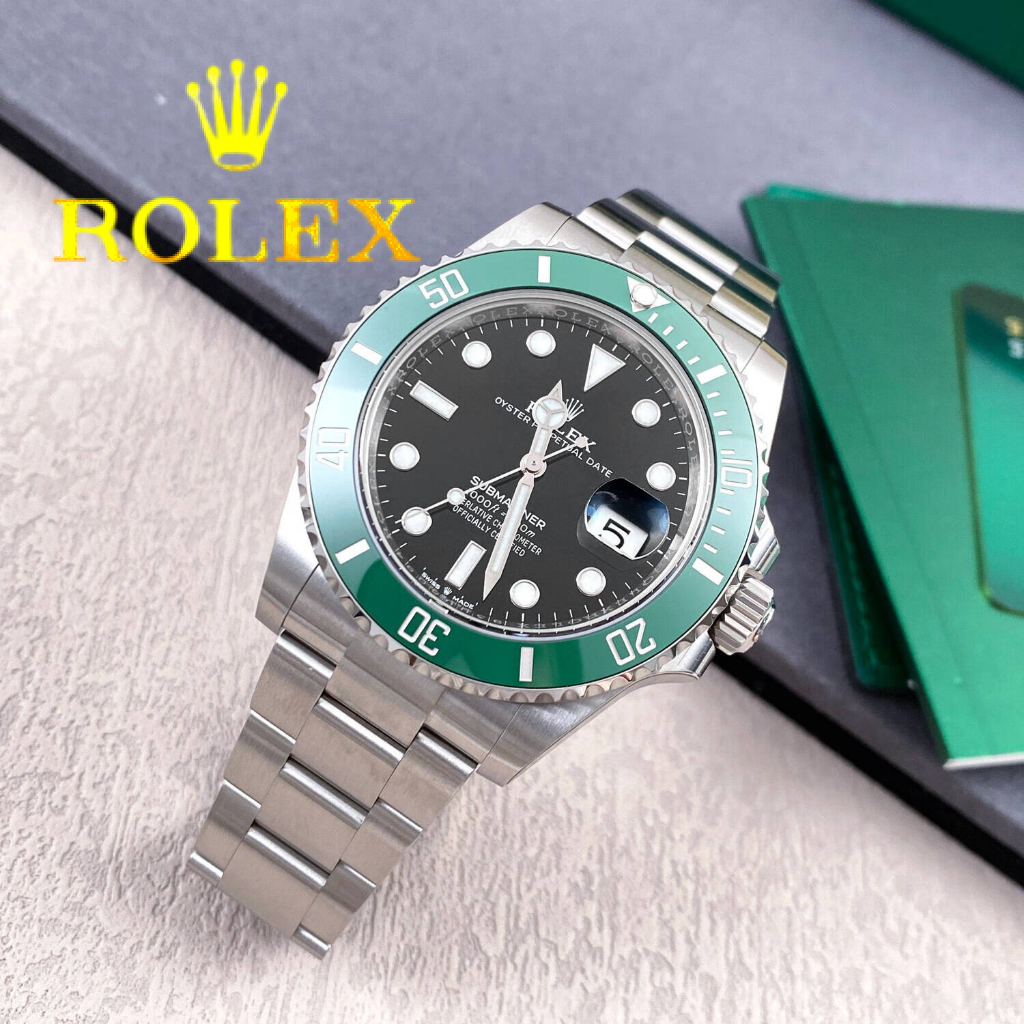 ROLEX Submariner Hijau Hitam Date 41mm Stainless Steel Original - Premium Jam Tangan Klasik