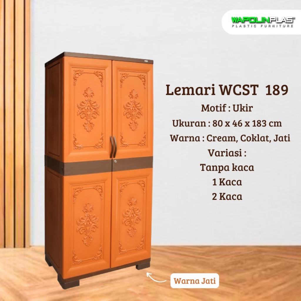 WAPOLIN Lemari Plastik Baju Plastik Minimalis Lemari Pakaian - Lemari Wapolin WCST1 189