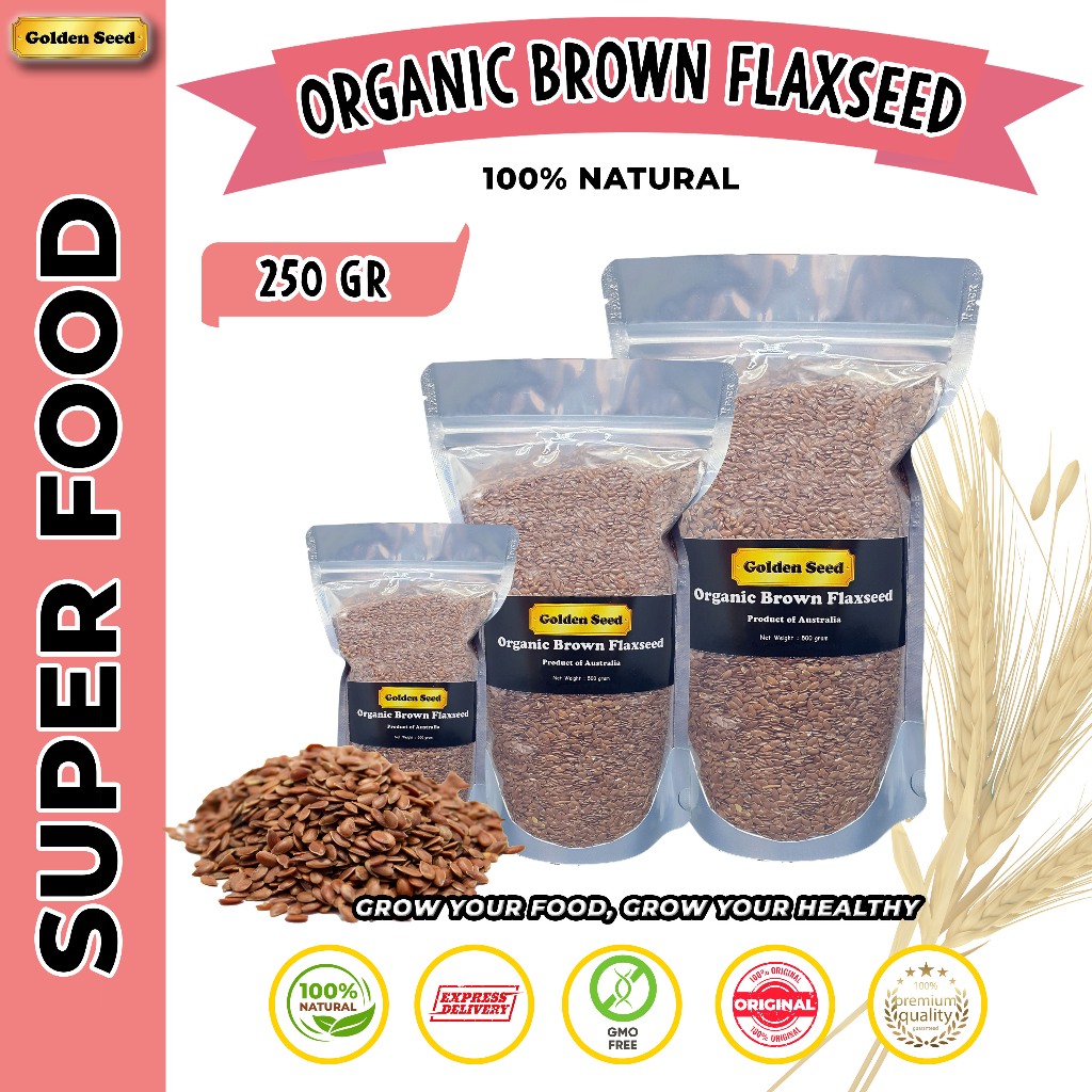 

ORGANIC BROWN FLAXSEED 250 GRAM PREMIUM - FLAX SEEDS FLAXSEEDS FLAX SEED BIJI RAMI 250 GR