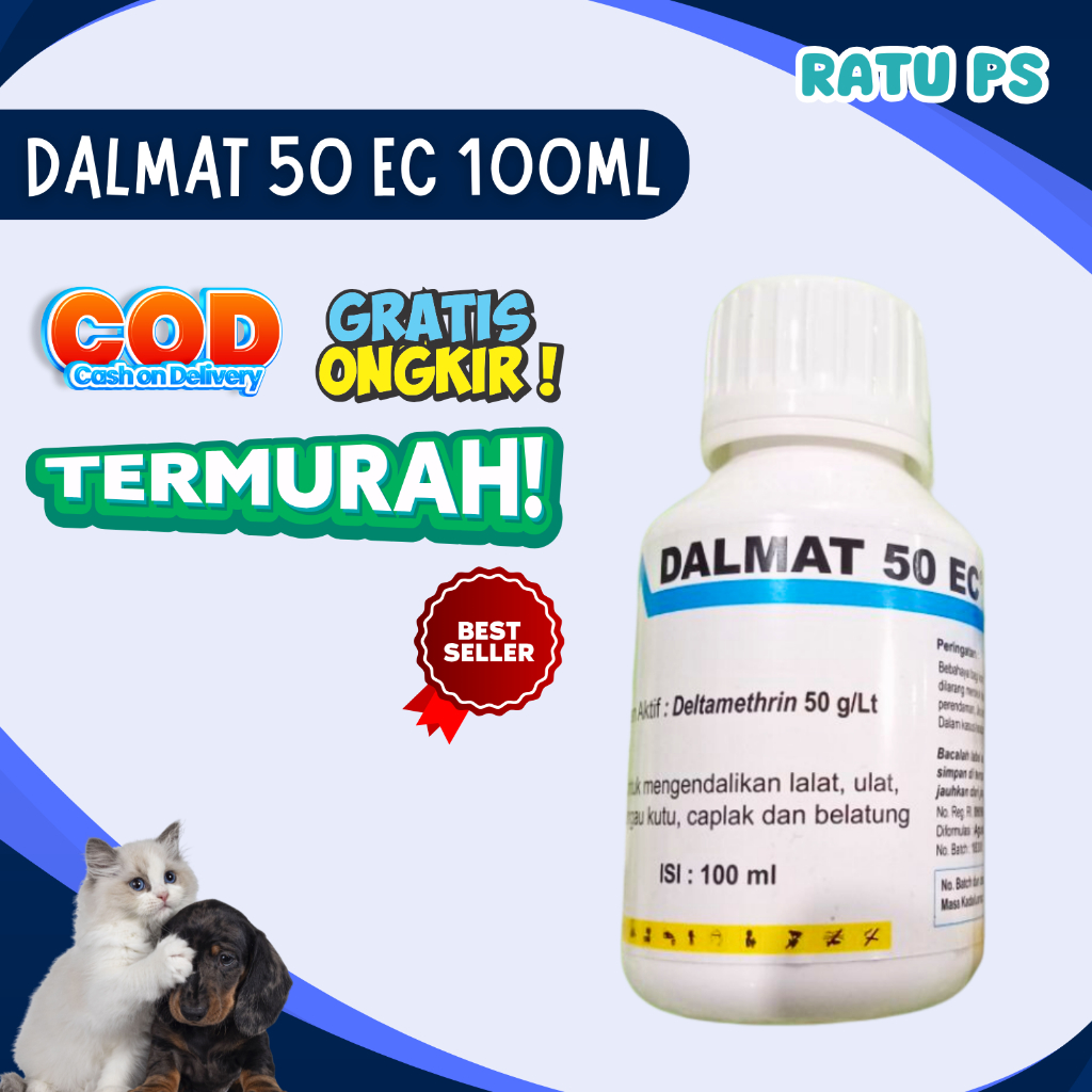 Dalmat 50 EC - Dalmat 100 ml - Obat Kutu - Anjing - Kucing - Obat Kutu Mandi