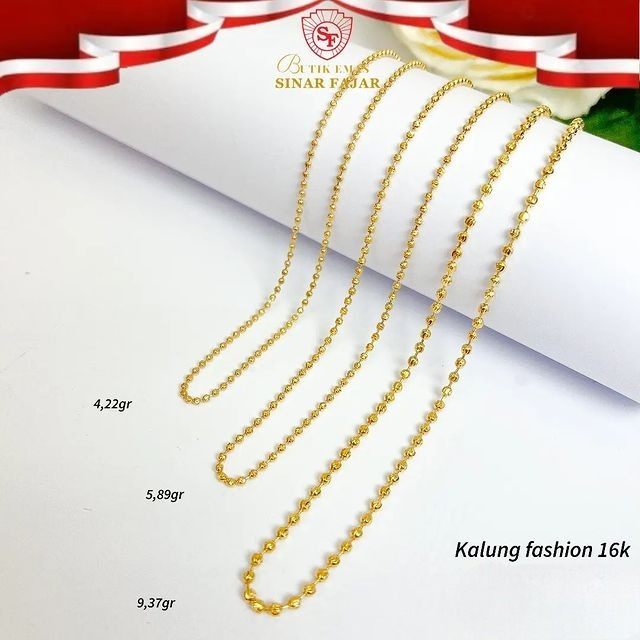 Kalung Biji Lada Kadar 16k/700% Berat Mulai 4.22 gr - 9.37 gr