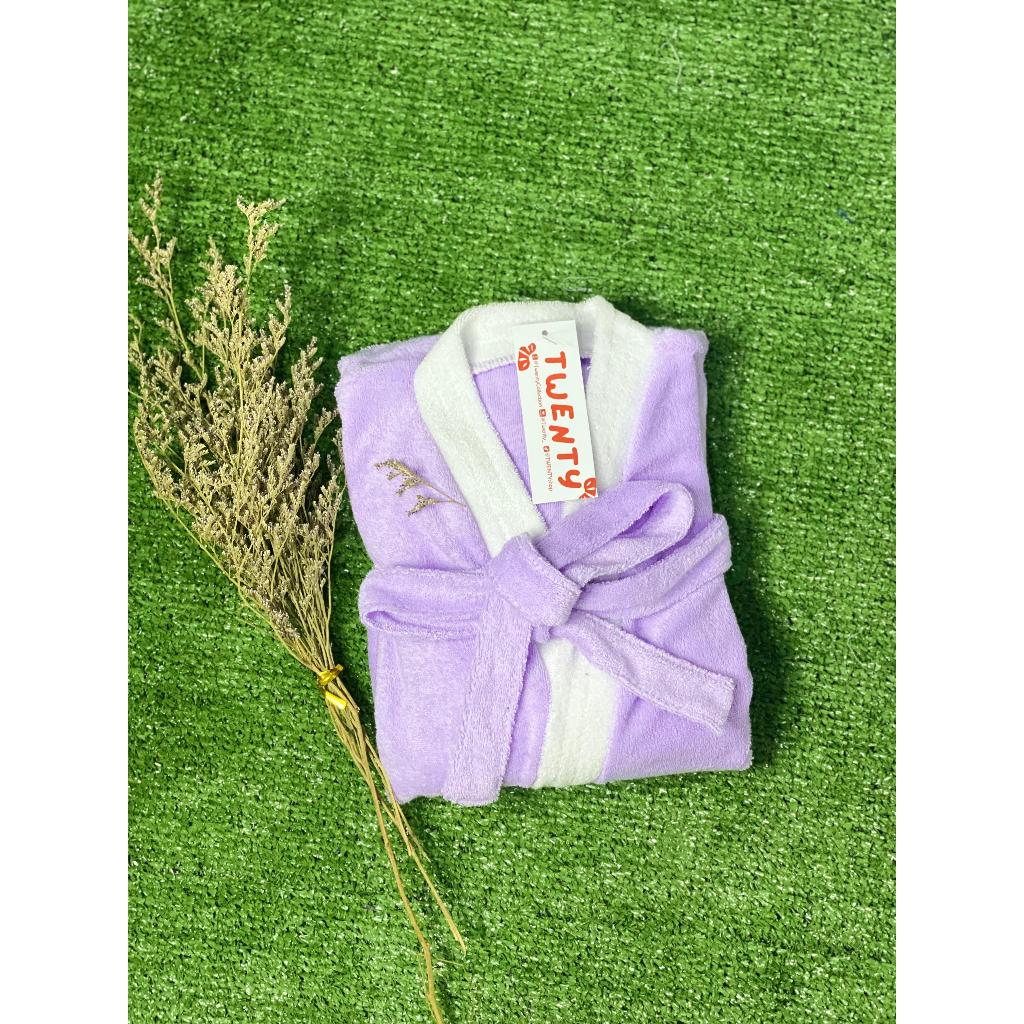 Handuk Kimono Anak/Handuk Mandi Anak/ Kimono Mandi Anak Model List Putih /Lilac