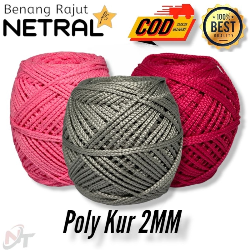 BENANG RAJUT TALI KUR 2MM 100gr 100% POLYESTER / POLY KUR TERMURAH